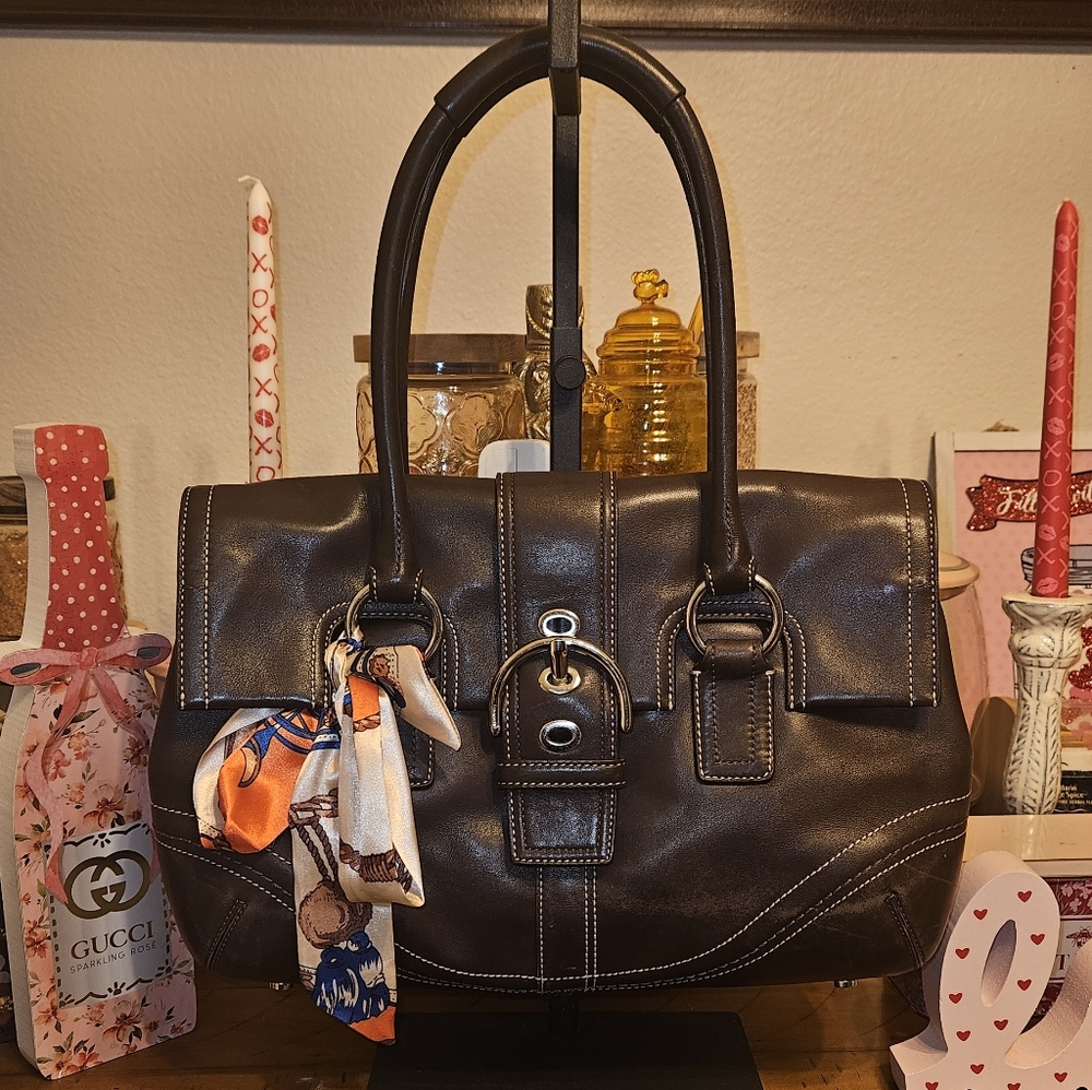 Authentic Coach Soho Hampton Brown Leather Handbag